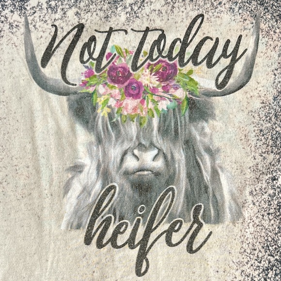 Graphic T “Not Today Heifer” Women’s Size M in Heather Charcoal Gray - Picture 2 of 6